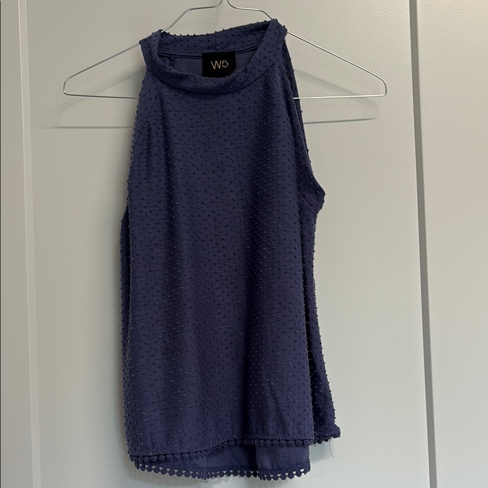 W5 Anthropologie Blue Clip Dot Sleeveless Tank Top, S